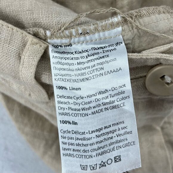 Haris Cotton Linen Shorts Womens XS Brown Mid Rise Chino Lightweight Summer Boho - Picture 7 of 8